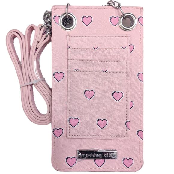 Madden Girl Purse Bag Womens Wallet Crossbody Pink Heart Coquette Cutecore New - Picture 2 of 8